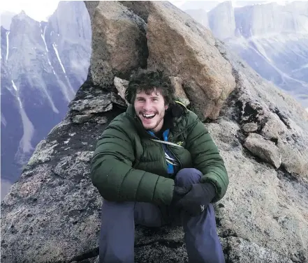  ?? — ARC’TERYX/THE CANADIAN PRESS ?? Alaska State Troopers said Marc-Andre Leclerc, 25, of Squamish, is presumed dead, along with Ryan Johnson of Juneau, after their gear was found on an Alaskan mountain.