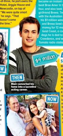  ??  ?? million $4 THEN Blair converted his fame into a lucrative acting career. NOW
