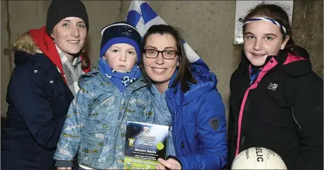  ??  ?? Niamh Murphy, Cathal Moynihan, Siobhan Moynihan and Bethany Moynihan in Pairc Uí Rinn for Knocknagre­e’s apperance in the County IFC Final.
Photo by John Tarrant