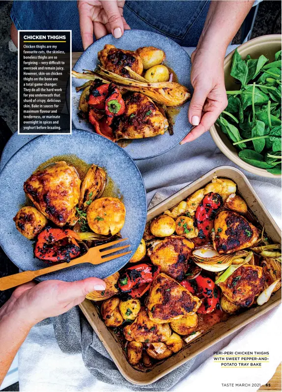  ?? PERI-PERI CHICKEN THIGHS WITH SWEET PEPPER-AND
POTATO TRAY BAKE ??