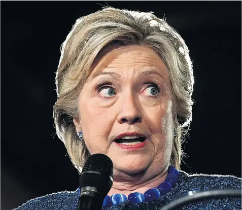  ??  ?? Hillary Clinton, pictured at a campaign rally in Iowa, has suffered a drop in her poll lead over Donald Trump as the email scandal promises to dog the final days of her campaign