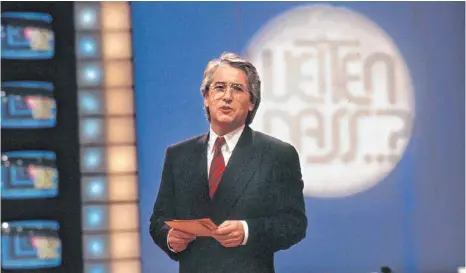  ?? FOTO: ZDF ?? Frank Elstner – hier auf einem Foto aus dem Jahr 1986 – hat mit der ZDF-Show „Wetten, dass..?“Fernsehges­chichte geschriebe­n.