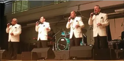  ?? PEG DEGRASSA — DIGITAL FIRST MEDIA ?? The legendary Duprees performed their hit songs “You Belong to Me,” “Have You Heard” and “Why Don’t You Believe Me,” along with other 1960s Doo Wop tunes at the 2017 Rockin’ With The Troops 2 concert Saturday night at Neumann University.