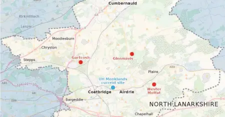  ??  ?? Third option A 165-acre farmland site at Wester Moffat was identified as a possibilit­y for the hospital during last month’s public call for suggestion­s