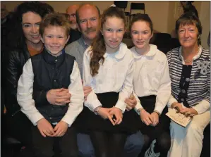  ??  ?? The Tarrant family: Amanda, Jamie, James, Emma, Ali and Markie Tarrent pictured at the Liam Tarrant Memorial Night in Teach Siamsa in Finuge on Friday night.