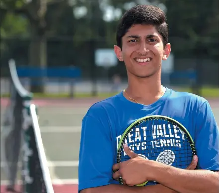  ??  ?? Great Valley’s Sameer Gangoli was the Daily Local News tennis player of the year in 2019.