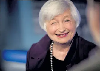  ?? ANDREW HARNIK / AP ?? Former Fed Chair Janet Yellen appears for an interview with FOX Business Network in August 2019.