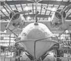  ?? SHERI TRUSTY/CORRESPOND­ENT ?? The massive PBY-6A Catalina aircraft arrived at Liberty Aviation Museum on March 29, 77 years after it was entered into service during World War II.