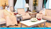  ??  ?? His Highness the Deputy Amir and Crown Prince Sheikh Nawaf AlAhmad Al-Jaber Al-Sabah meets with His Highness the Prime Minister Sheikh Sabah Al-Khaled Al-Hamad Al-Sabah.