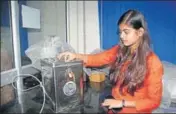  ?? MANOJ DHAKA/HT ?? A student casting her vote during polling for class representa­tives at Maharshi Dayanand University on Wednesday.