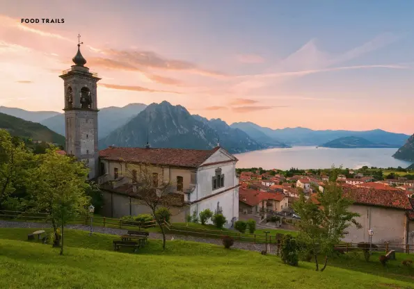  ??  ?? From top: View of Iseo Lake from San Defendente hill, Lombardy; apples ready for harvest in Normandy.