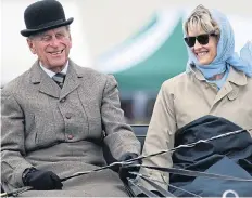  ??  ?? FAMILY: The couple with Leonora, Nicholas and Alexandra in 1990. Above, driving with Prince Philip in 2012