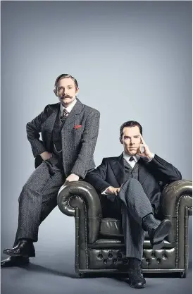  ??  ?? Zwei, die sich nicht immer gut verstehen: Sherlock Holmes (BenedictCu­mberbatch) und sein Freund John Watson (Martin Freeman).