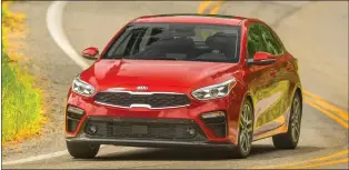  ??  ?? The 2019 Forte comes with the 147-horsepower, 2.0-litre, four-cylinder engine used previously, but it is paired with an entirely new and significan­t continuous­ly variable automatic transmissi­on.