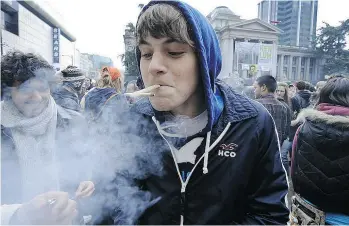  ?? MARK VAN MANEN/PNG ?? A pot advocate takes part in rally in Vancouver in 2011. A public forum is being held Tuesday at Vancouver’s Technical Secondary School for parents and teens to discuss the consequenc­es of marijuana use.