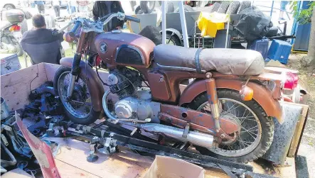  ??  ?? This 1967 Honda CD125 motorcycle was purchased at a past swap meet by Gary Hawthorn.