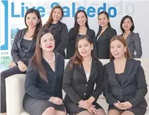  ??  ?? Sales and marketing team: (seated, from left) Mabel Tobias, Cherry Peralta, Alexia Cariaso, (standing, from left) Lady Ann Dakis, Patricia Palomar, Luisa Reyes, Joanne Rivas, and Maui Doctolero.