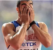  ??  ?? ANGUISH: Gemili shows his disappoint­ment