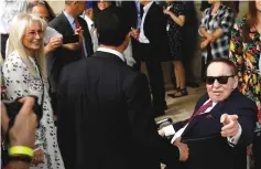  ?? (Ronen Zvulun/Reuters) ?? SHELDON ADELSON and his wife, Miriam, attend the dedication ceremony of the US Embassy in Jerusalem in May.