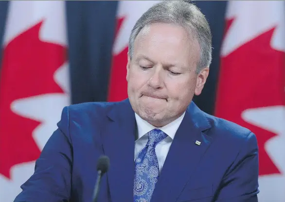  ?? SEAN KILPATRICK/THE CANADIAN PRESS ?? Markets were jolted last week after Bank of Canada governor Stephen Poloz raised the prospect for rate hikes, a shift from a cautious tone.