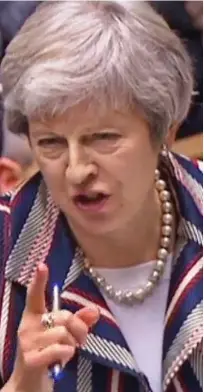  ??  ?? Strident: Theresa May in the Commons yesterday