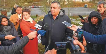  ?? AFP ?? Marwan Dammaj talks to journalist­s yesterday in Rimbo, Sweden, where peace talks on Yemen are taking place. He said the venue for the next round of talks is yet to be determined.