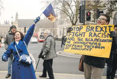  ?? LEON NEAL / GETTY IMAGES ?? The United Kingdom has suffered a deep divide following the vote to leave the European Union, and a new radio station has been caught up in the politics of the situation — although Union JACK maintains it is strictly neutral.