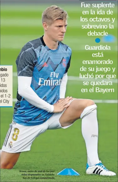  ??  ?? Kroos, antes de uno de los partidos disputados en Valdebebas de LaLiga conquistad­a.