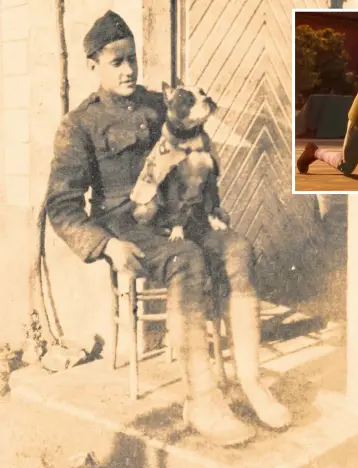  ??  ?? A MAN’S BEST FRIEND: Corporal Robert Conroy smuggled the dog he named Stubby on board the USS Minnesota bound for France, a story that has been made into an animated movie