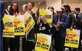  ?? Alicia Devine/ Associated Press ?? A large crowd gathers Jan. 25 for a “Stop the Black Attack” rally at the state Capitol in Tallahasse­e, Fla., in reaction to education moves by Gov. Ron Desantis.