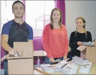  ?? +6-*& $0--*/4 $"1& #3&50/ 1045 ?? From left, Andrew Skinner-Ryan, Ashley Inder and Alanna Billard, with the Bartown Community Society, get ready to deliver more brochures for this year’s Bartown Festival.