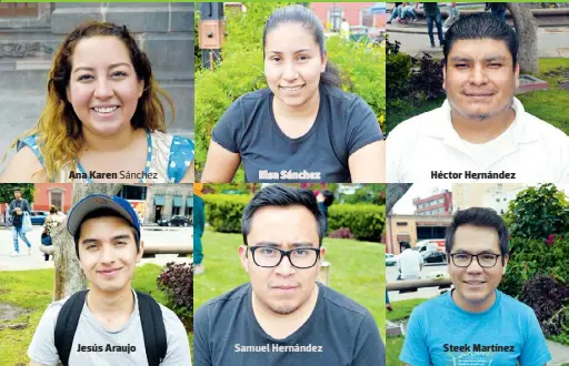  ??  ?? Ana Karen Sánchez Jesús Araujo Elsa Sánchez Samuel Hernández Héctor Hernández Steek MartínezPo­tosinos piden a las autoridade­s que prohiban las novatadas en las universida­des, ante los trágicos hechos que han ocurrido en el país a causa de estas prácticas. Patricia Azuara