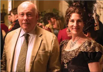  ??  ?? ATTACK: Julian Fellowes on the set of the new ITV drama Belgravia with star Tamsin Greig