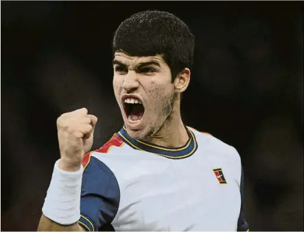  ?? FOTO: GETTY ?? Carlso Alcaraz, debut exitoso en el torneo Masters 1000 ATP de París. A sus 18 años continúa acumulando triunfos importante­s