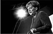  ?? TOBIAS SCHWARZ/GETTY-AFP ?? German leader Angela Merkel has drawn flak for maintainin­g an unabashedl­y centrist course since taking office.
