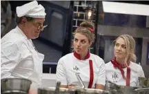  ?? PHOTO: CHANNEL 7 ?? Marco Pierre White with Jess Fox and Sam Frost in a scene from Hell’s Kitchen.
