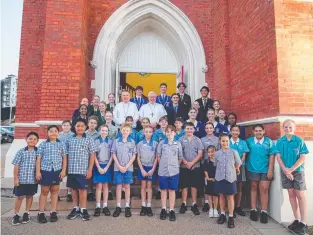  ?? ?? Students attending the welcome mass for Apostolic Nuncio.