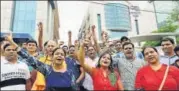  ?? HT FILE ?? Homebuyers at a protest against Amrapali builders.