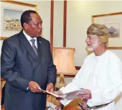  ??  ?? Yousuf bin Alawi bin Abdullah with Tanzania’s Prof Palamagamb­a Kabudi