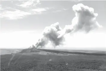  ?? AGENCE FRANCE PRESSE ?? US Geological Survey photo shows ash plume rises above the Kilauea volcano on Hawaii's Big Island.