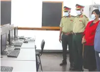  ??  ?? Defence and War Veterans Affairs Minister Oppah Muchinguri­Kashiri, General Philip Valerio Sibanda and Lieutenant-General Edzai Chimonyo at his last official function earlier this year