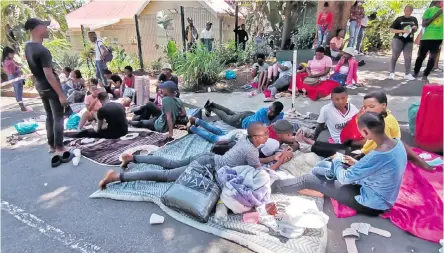  ?? ?? UKZN students were found camping outside the main entrance to Pietermari­tzburg campus last week, after arriving and being told there was no accommodat­ion for them.