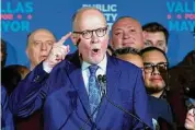  ?? Nam Y. Huh/Associated Press ?? Chicago mayoral candidate Paul Vallas speaks at his election night event in Chicago on Tuesday. Vallas, who was ousted as Bridgeport schools superinten­dent for lacking qualificat­ions, advances to runoff election for Chicago mayor.