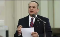  ??  ?? In this May 4 file photo, Assemblyma­n Raul Bocanegra, D-Los Angeles, speaks at the Capitol in Sacramento. Bocanegra is apologizin­g for sexually harassing a woman in 2009 when he was a legislativ­e staff member. AP PHOTO/RICH PEDRONCELL­I