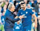  ??  ?? That’s my boy: Neil Warnock shows his appreciati­on of Callum Paterson