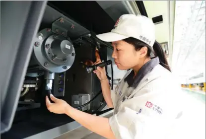  ?? PROVIDED TO CHINA DAILY ?? An employee of CRRC Changchun Railway Vehicles Co works at an assembly line in Changchun, Jilin province, in July.