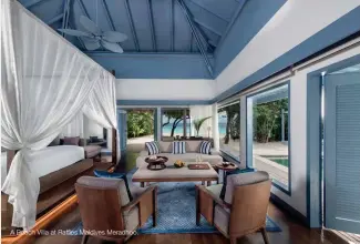  ??  ?? A Beach Villa at Raffles Maldives Meradhoo.