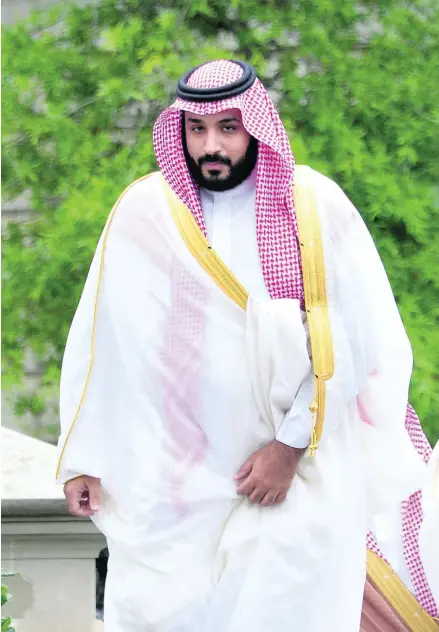  ?? Olivier Douliery / Sipa USA ?? Prince Mohammed bin Salman, then deputy crown prince and minister of defence, at the White House in June last year.