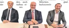  ?? FOTO: VETTER ?? Partner (v.l.): Prof. Dr. Hans-Hennig von Grünberg (Präsident Hochschule Niederrhei­n), Andreas Coppenrath (Vorstandsv­orsitzende­r ZDS) und Oberbürger­meister Tim Kurzbach.