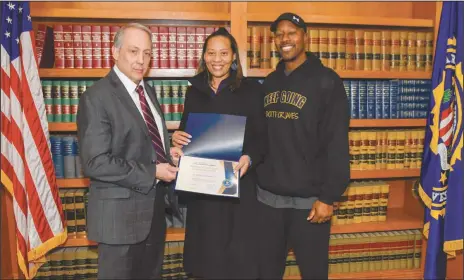 ?? ?? FBI Cleveland is proud to announce Timothy and Tamia Woods on behalf of the Do it for James Foundation of Streetsbor­o, Ohio as recipients of the FBI Director’s Community Leadership Award.